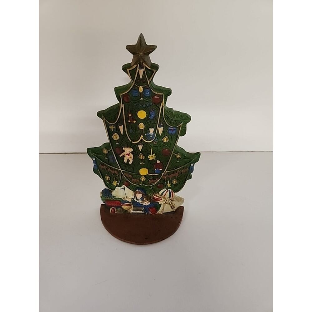 Vintage Midwest Of Cannon Falls Cast Iron CHRISTMAS TREE Doorstop 11.25"